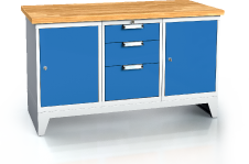Pracovní stůl alpede UNI - deska - kontejner - podstavec s nohama 880 x 1500 x 700